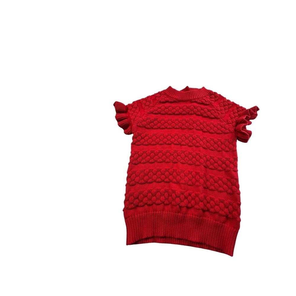 Janie and Jack Girls Size 10 Red Cable Knit Flutter Sleeve Sweater Top